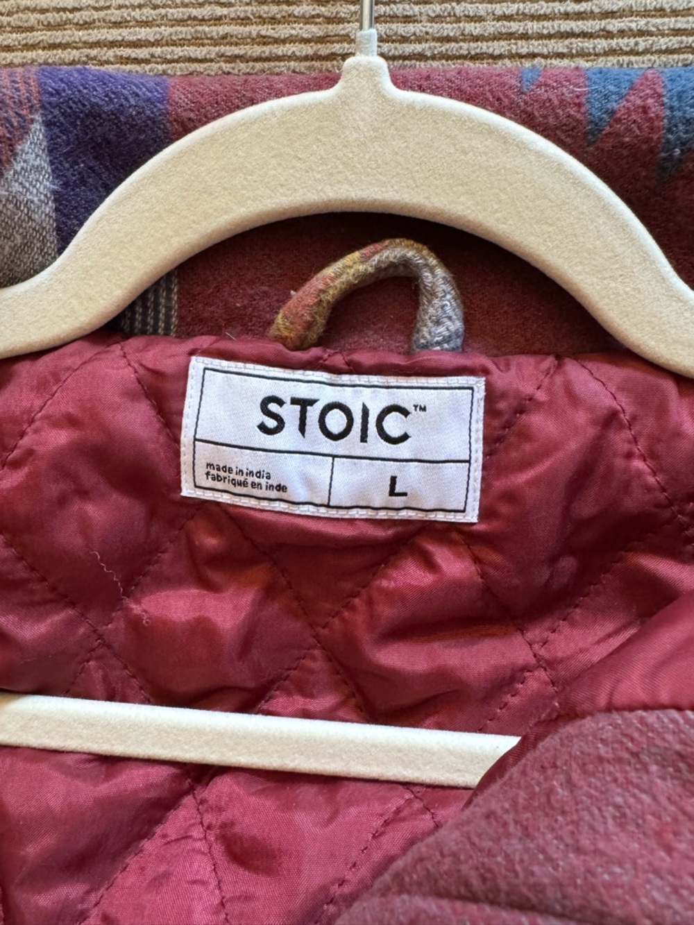 Stoic Quilted Aztec Utility Jacket - Rust Multi - Picture 3 of 4